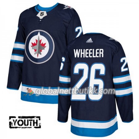 Winnipeg Jets Hockeydrakt Blake Wheeler 26 2017-2018 Blå Adidas Authentic - Barn